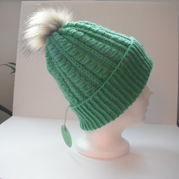 Hand Knitted Hat Toque Adult One Size Acrylic Color Jade - 007 Hand knit by me - Picture 7 of 12